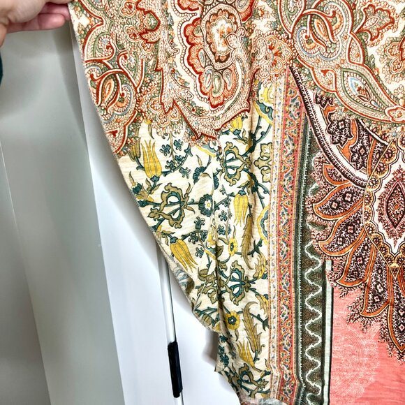 Chico's Bohemian Southwestern Scarf Print Peasant Top Batwing Sleeve XL - Picture 3 of 5